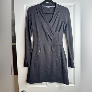 Athleta - Black Long Sleeve Wrap-Like Dress - Size: XXS